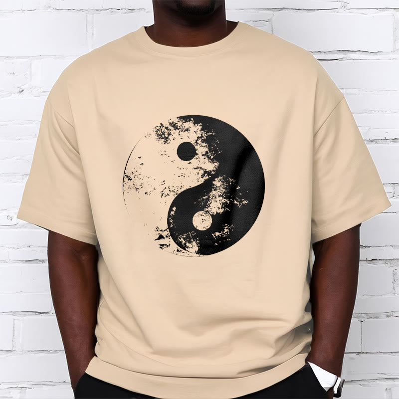 Buddha Stones Yin Yang Tai Chi Pattern Cotton Tee T-shirt