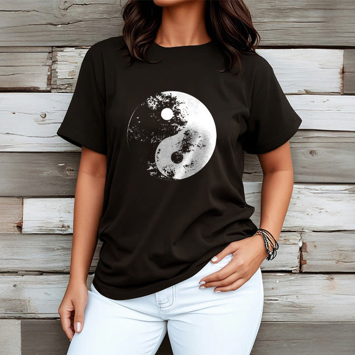 Buddha Stones Yin Yang Tai Chi Pattern Cotton Tee T-shirt