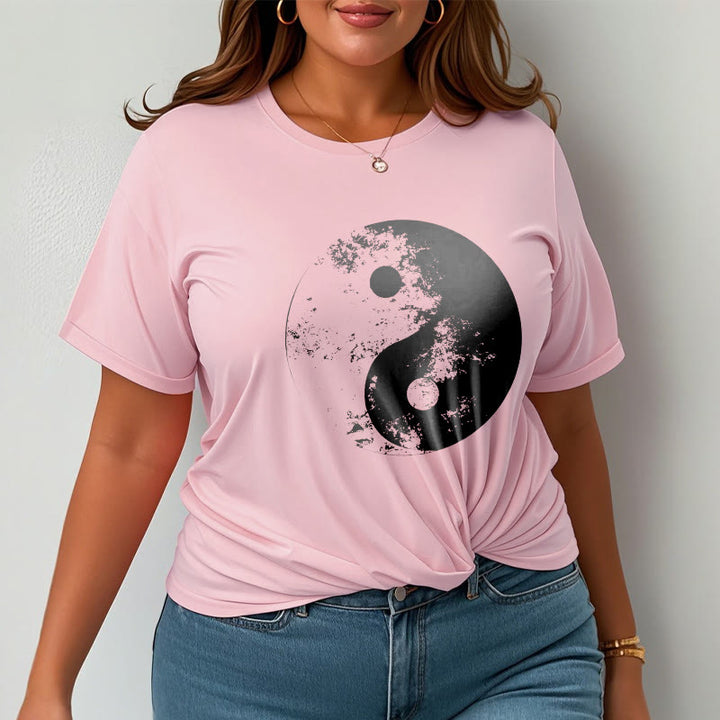 Buddha Stones Yin Yang Tai Chi Pattern Cotton Tee T-shirt