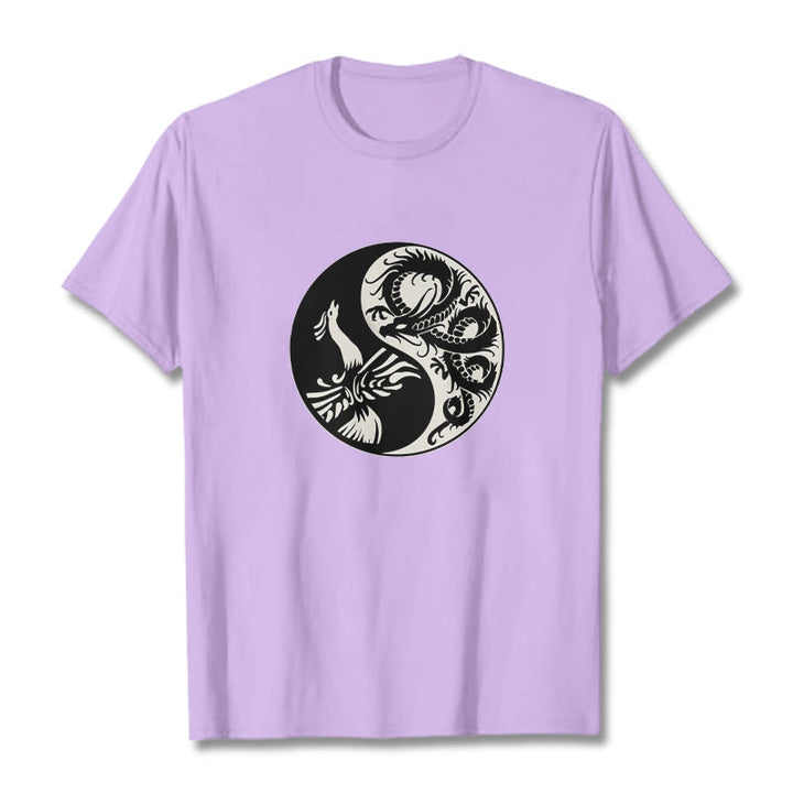 Buddha Stones Phoenix Yin Yang Cotton Tee T-shirt