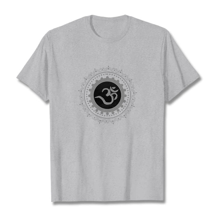 Buddha Stones Om Mandala Pattern Cotton Tee T-shirt