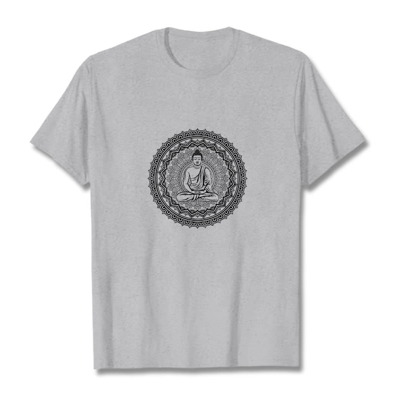 Buddha Stones Mandala Buddha Cotton Tee T-shirt