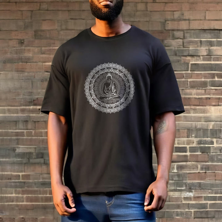 Buddha Stones Mandala Buddha Cotton Tee T-shirt