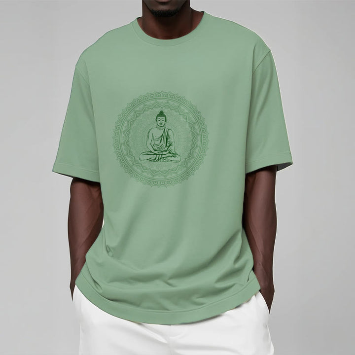 Buddha Stones Mandala Buddha Cotton Tee T-shirt