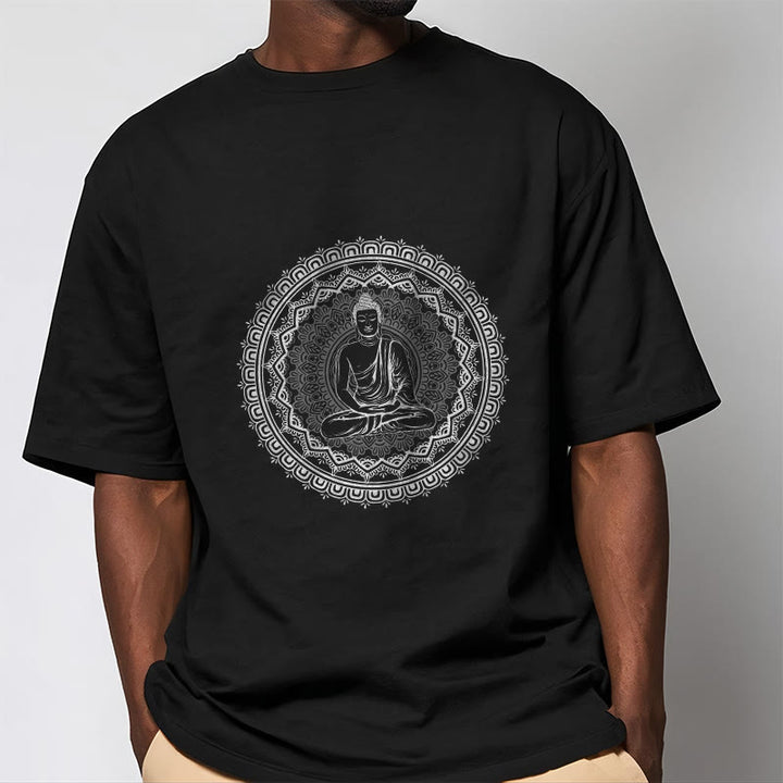 Buddha Stones Mandala Buddha Cotton Tee T-shirt