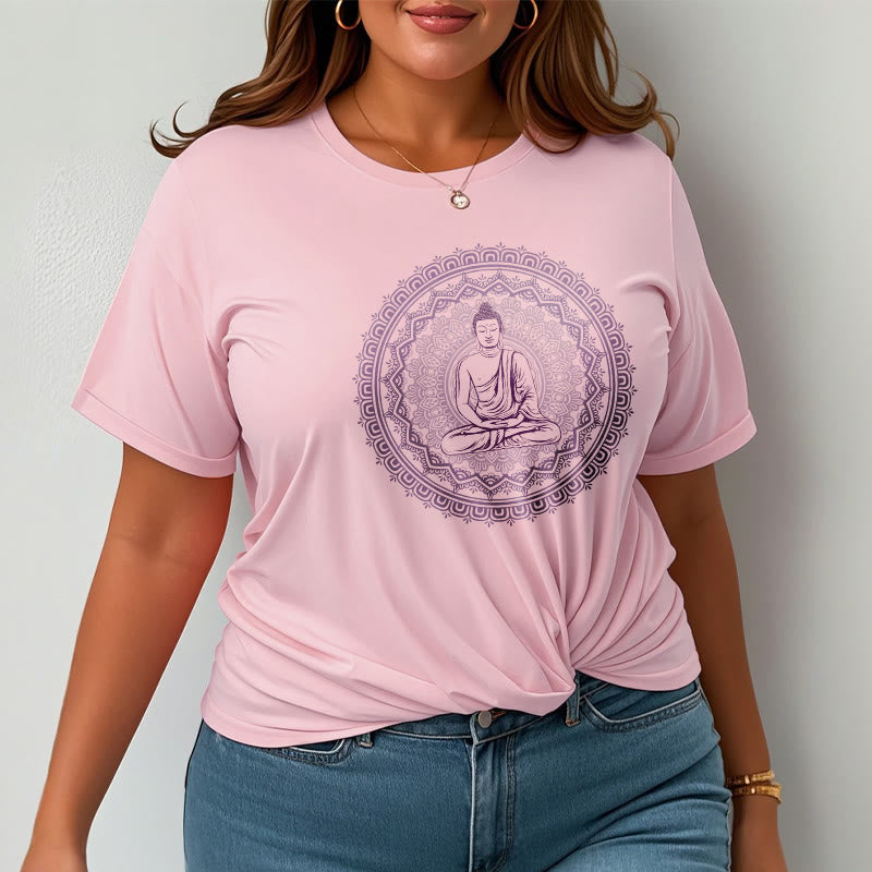 Buddha Stones Mandala Buddha Cotton Tee T-shirt