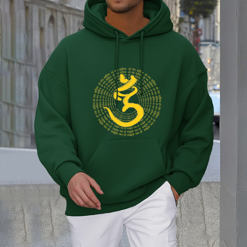 Buddha Stones 108 OM NAMAH SHIVAYA Mantra Sanskrit Fleece Lined Polyester Hoodie