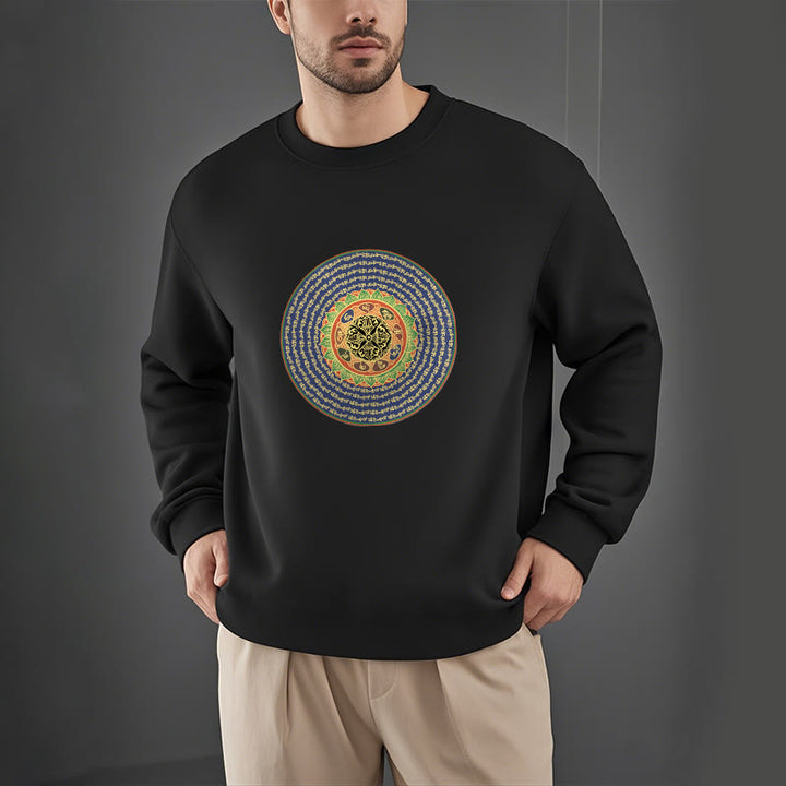 Buddha Stones 108 Om Mani Padme Hum Mantra Sanskrit Fleece Lined Polyester Sweatshirt