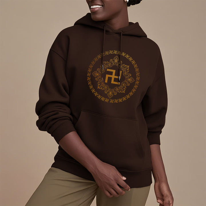 Buddha Stones Swastika Fleece Lined Polyester Hoodie