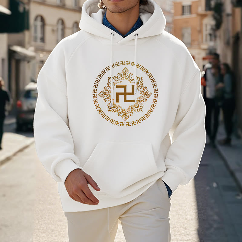 Buddha Stones Swastika Fleece Lined Polyester Hoodie