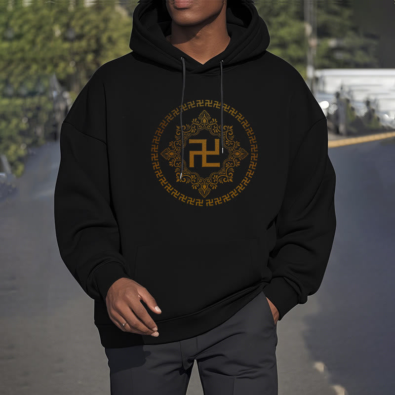 Buddha Stones Swastika Fleece Lined Polyester Hoodie