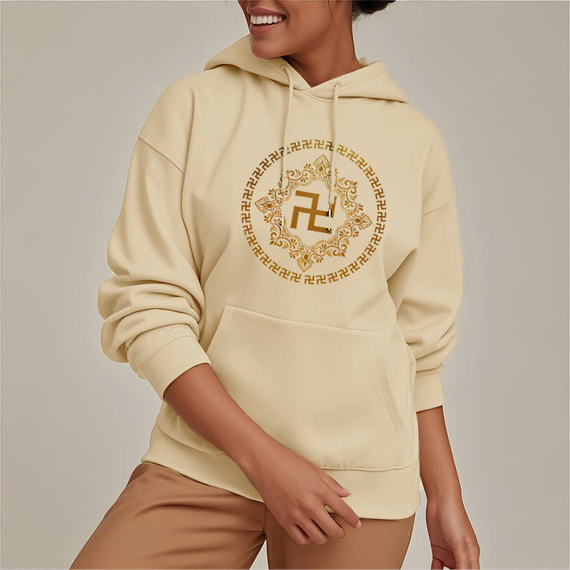 Buddha Stones Swastika Fleece Lined Polyester Hoodie