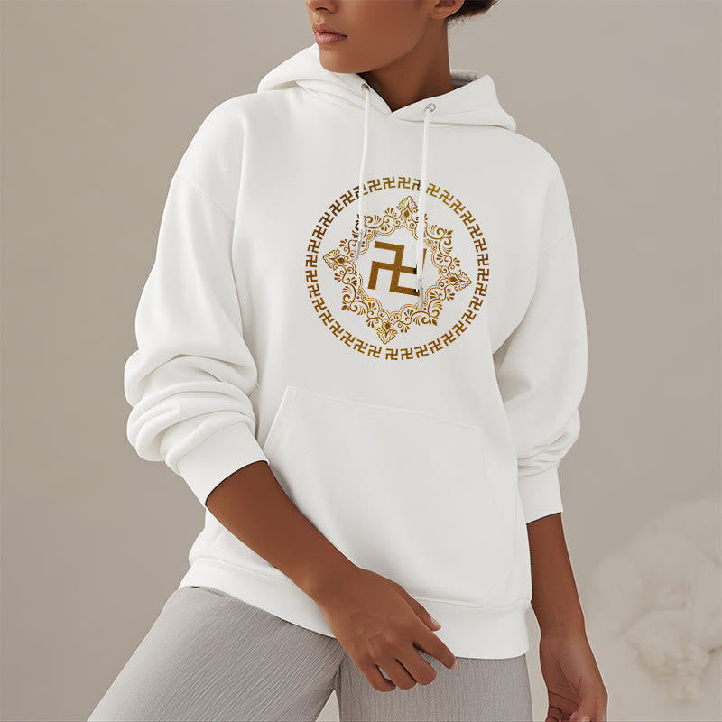 Buddha Stones Swastika Fleece Lined Polyester Hoodie