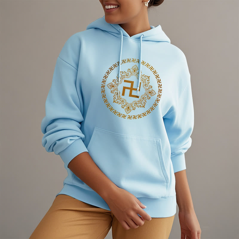 Buddha Stones Swastika Fleece Lined Polyester Hoodie