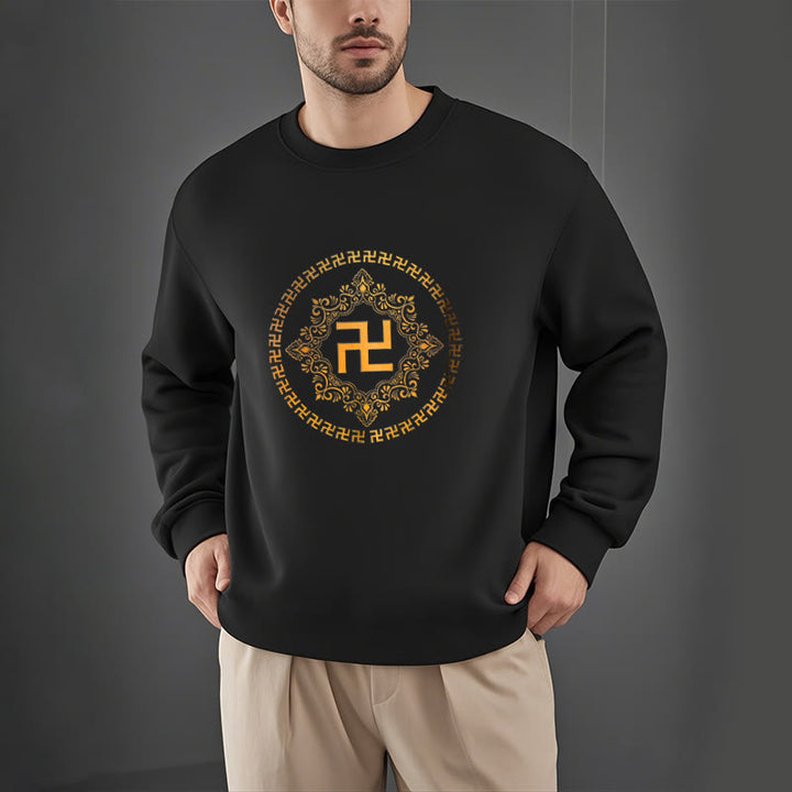 Buddha Stones Swastika Fleece Lined Polyester Sweatshirt