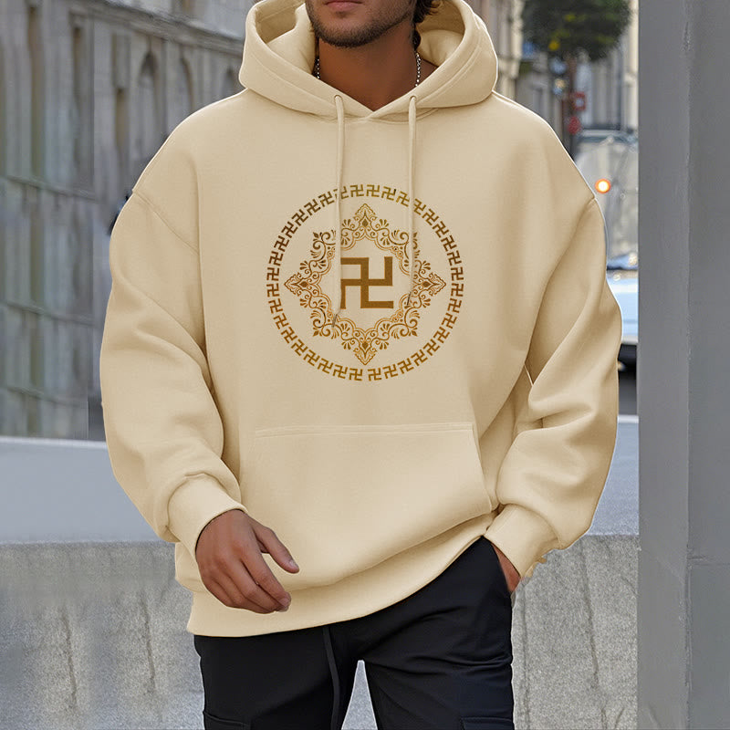 Buddha Stones Swastika Fleece Lined Polyester Hoodie