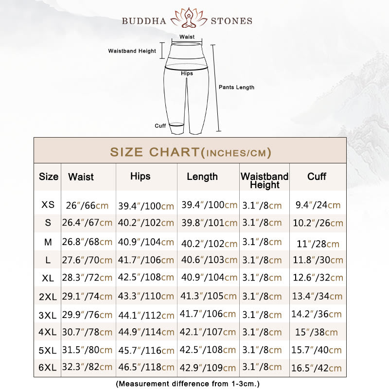 Buddha Stones White Auspicious Clouds Birds Tree Pattern Women's Elastic Waist Harem Pants - image 4