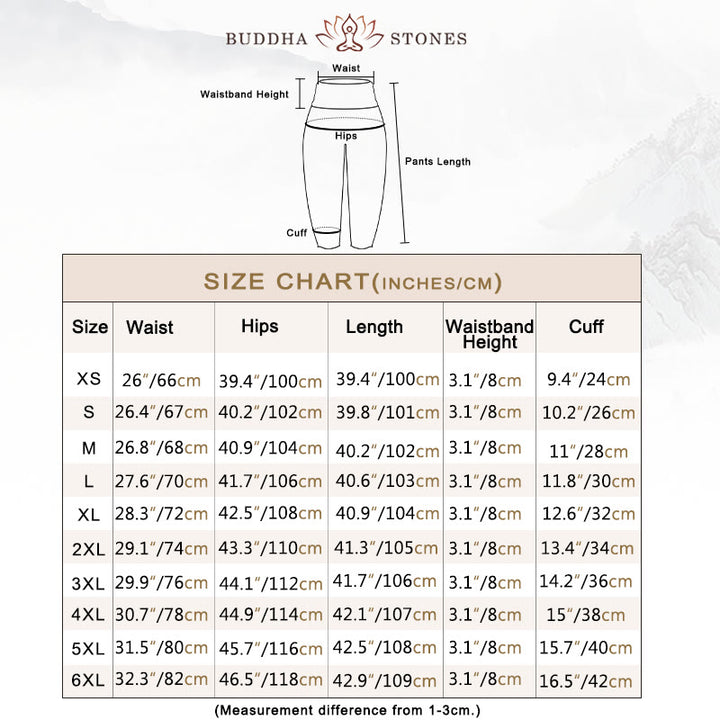 Buddha Stones White Auspicious Clouds Birds Tree Pattern Women's Elastic Waist Harem Pants - image 4