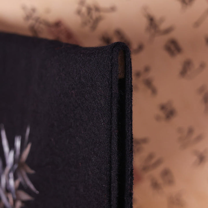 Buddha Stones Wool Shawl Bamboo Leaf Embroidery Tassel Winter Cozy Travel Scarf Wrap - image 3