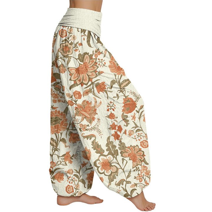 Buddha Stones Sunflower Pattern Women's Elastic Waist Harem Pants