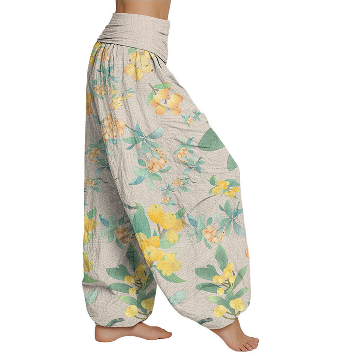 Buddha Stones Casual Loquat Pattern Women's Elastic Waist Harem Pants