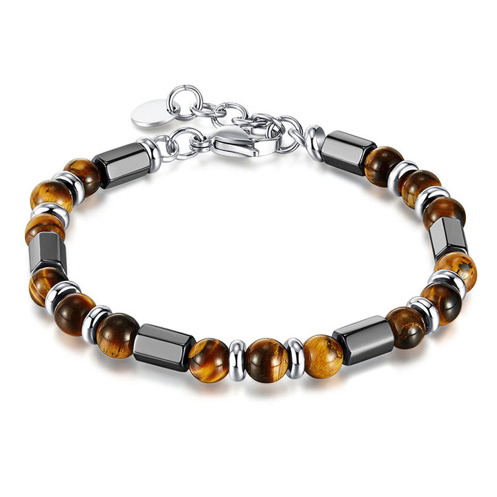 Buddha Stones Tiger Eye Hematite Strength Buckle Chain Bracelet