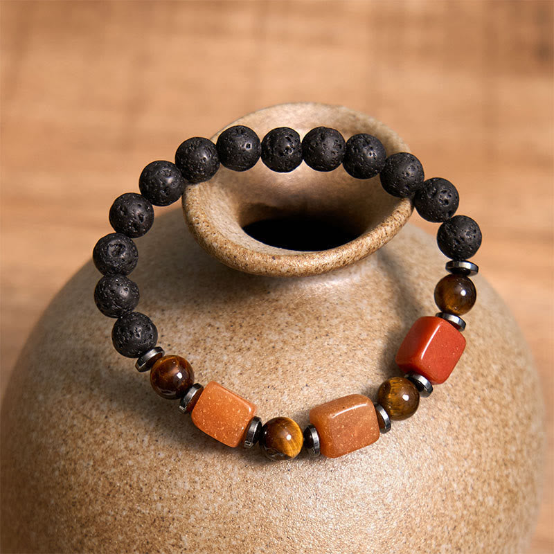 Buddha Stones Various Crystals Lava Rock Calm Bracelet