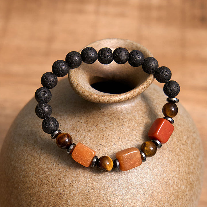 Buddha Stones Various Crystals Lava Rock Calm Bracelet