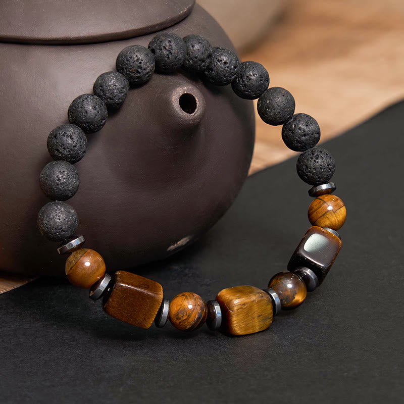 Buddha Stones Various Crystals Lava Rock Calm Bracelet