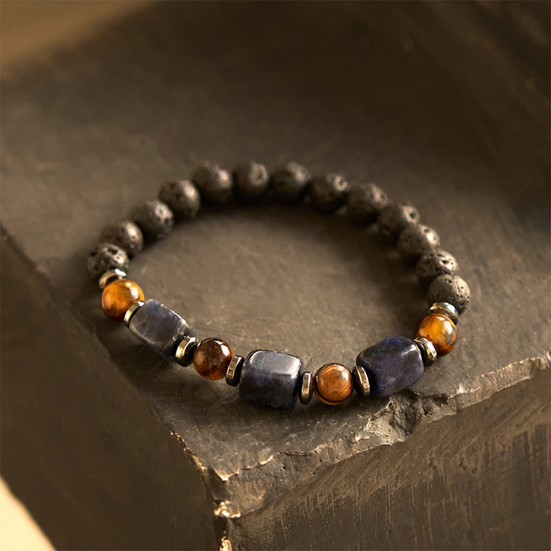 Buddha Stones Various Crystals Lava Rock Calm Bracelet