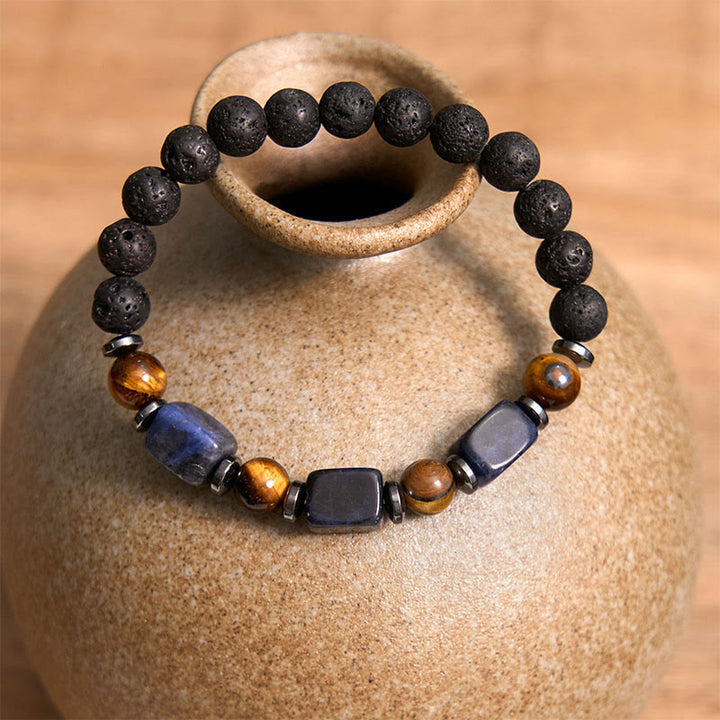 Buddha Stones Various Crystals Lava Rock Calm Bracelet