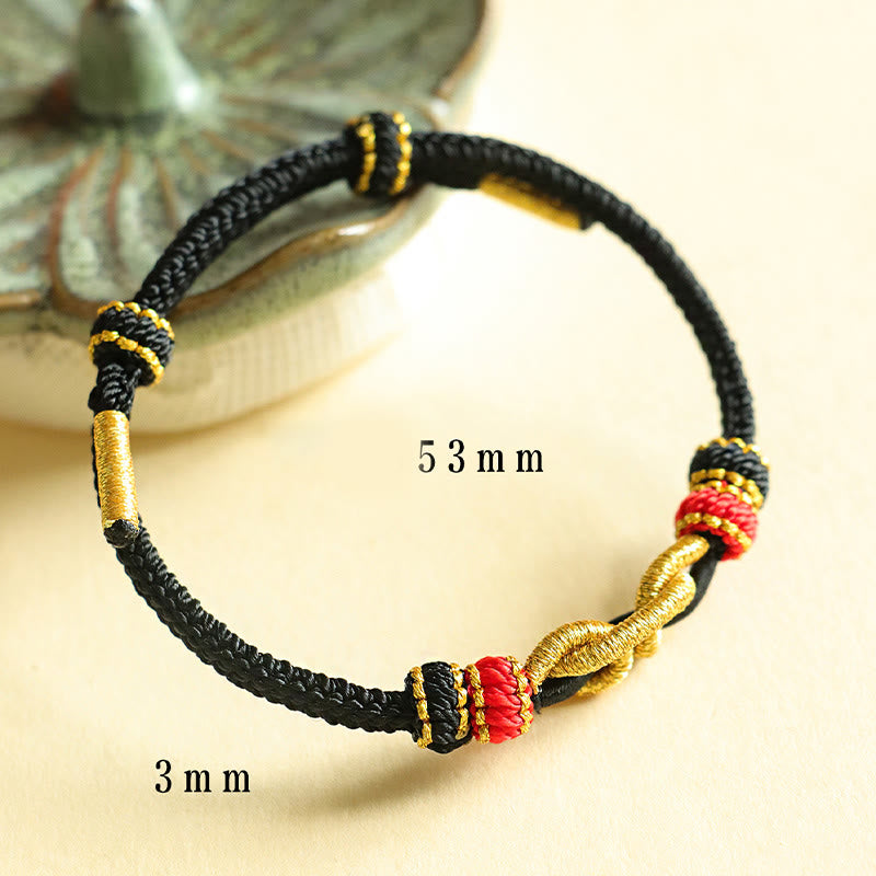 Buddha Stones Handmade Ingot Pattern Braided String Protection Bracelet