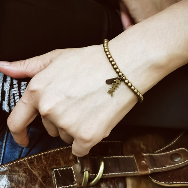 Buddha Stones Copper Fish Bone Healing Bracelet