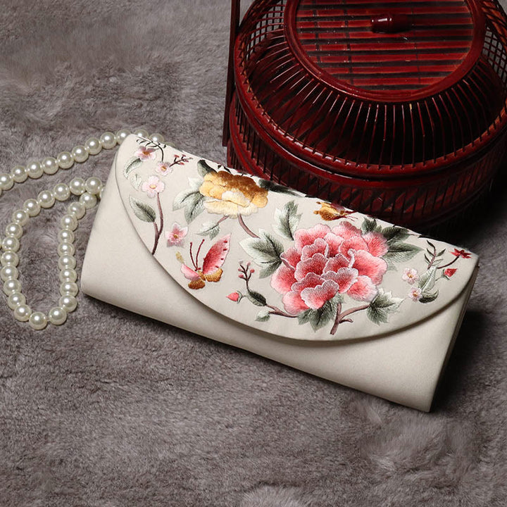 Buddha Stones Peony Tulip Su Embroidery Wedding Shopping Purse Handbag Crossbody Bag