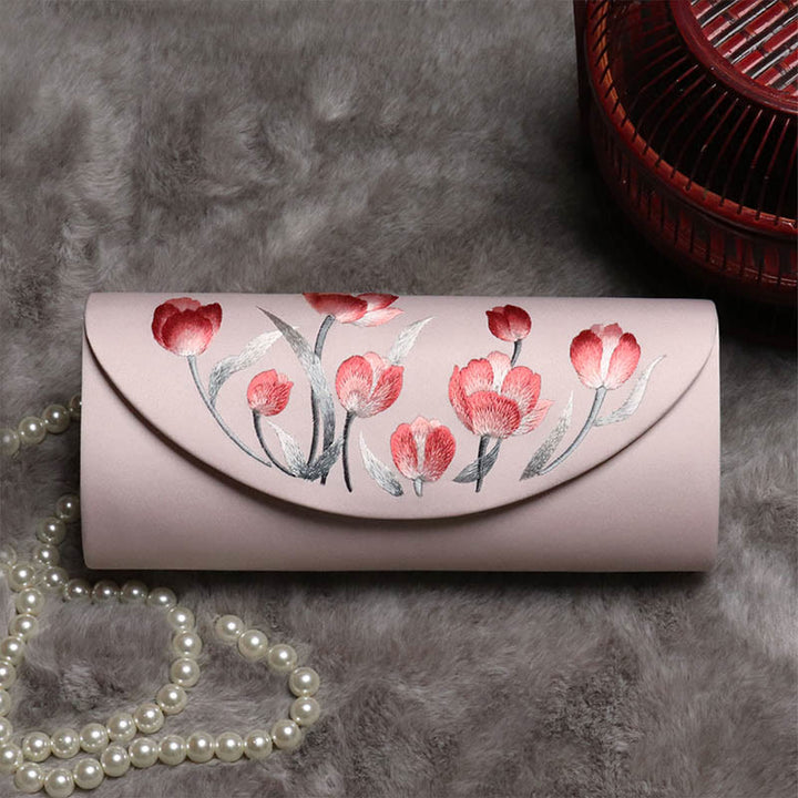 Buddha Stones Peony Tulip Su Embroidery Wedding Shopping Purse Handbag Crossbody Bag