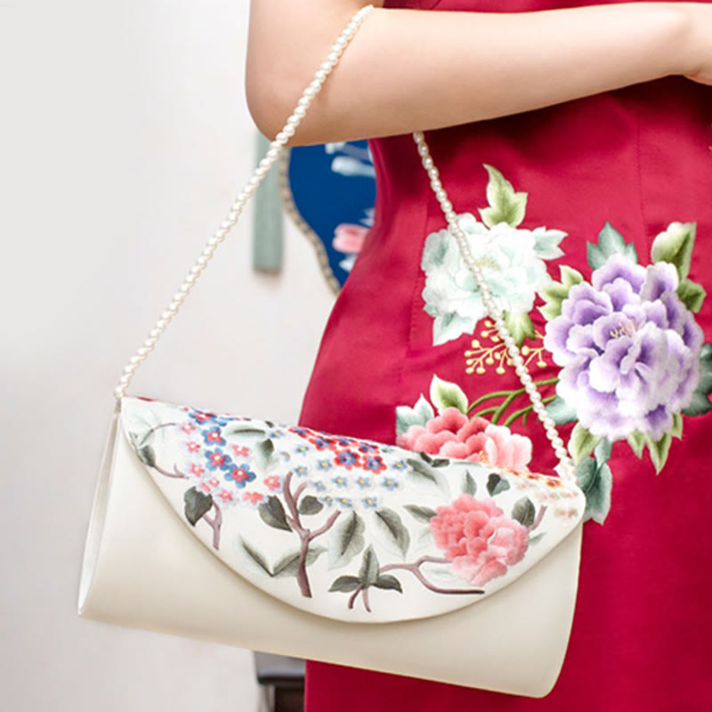 Buddha Stones Peony Tulip Su Embroidery Wedding Shopping Purse Handbag Crossbody Bag