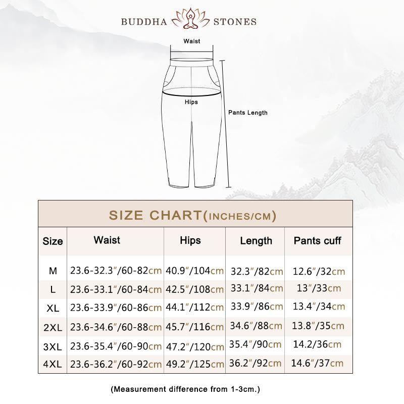 Buddha Stones Vintage Embroidery Elastic Waist Capri Harem Pants With Pockets - image 6