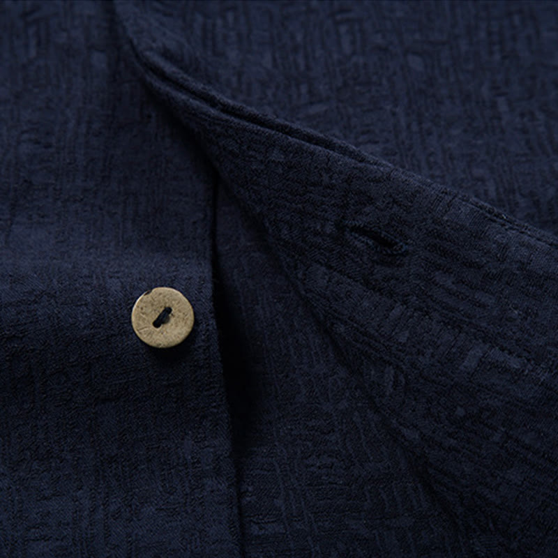 Buddha Stones Fall Solid Long Sleeve Button Shirt Cotton Linen Men Clothing - image 10