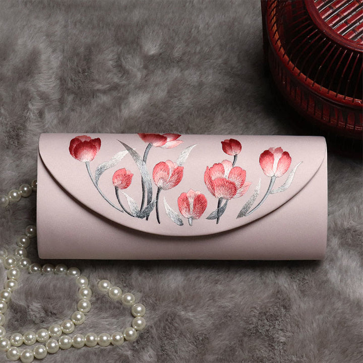 Buddha Stones Plum Bossom Tulip Su Embroidery Wedding Shopping Purse Handbag Crossbody Bag