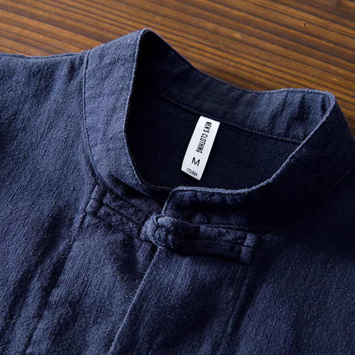 Buddha Stones Frog-Button Chinese Tang Suit Cotton Linen Men Jacket Shirt With Pockets - image 31