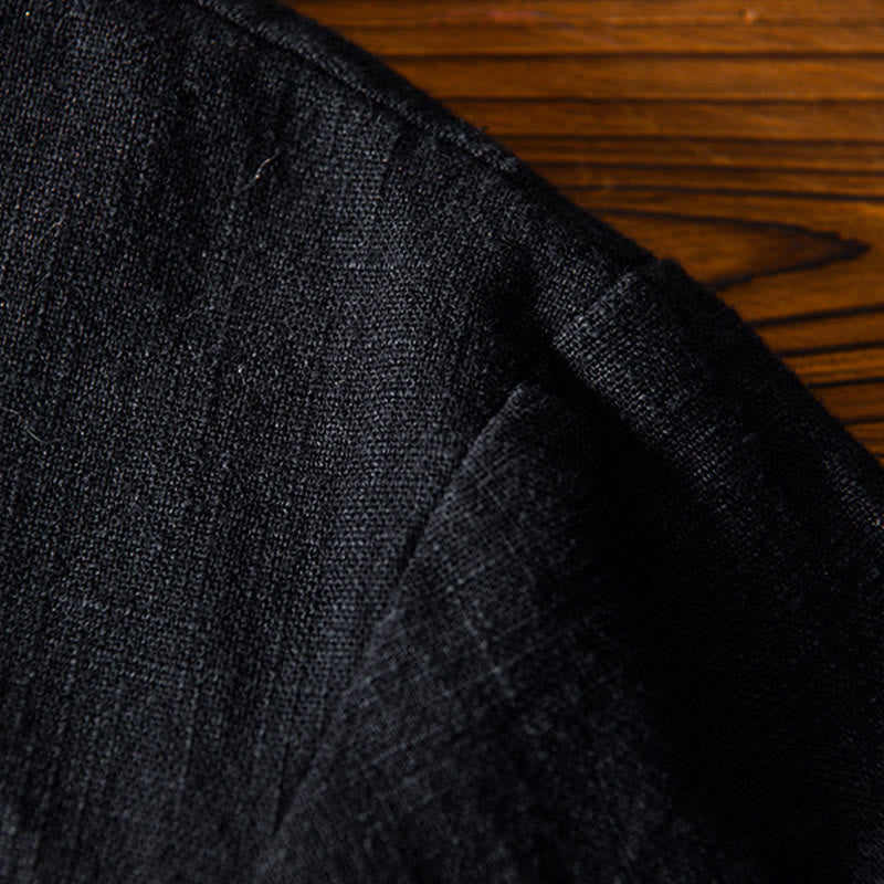 Buddha Stones Frog-Button Chinese Tang Suit Cotton Linen Men Jacket Shirt With Pockets - image 18