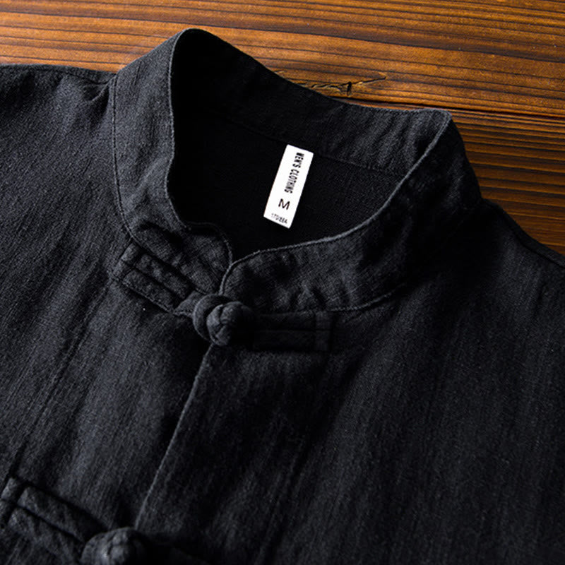 Buddha Stones Frog-Button Chinese Tang Suit Cotton Linen Men Jacket Shirt With Pockets - image 17
