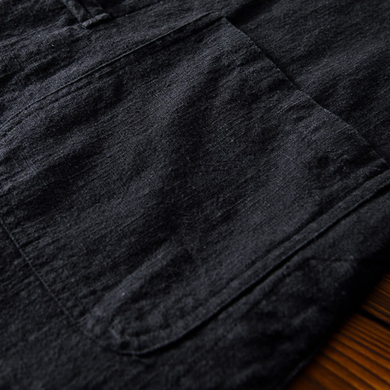 Buddha Stones Frog-Button Chinese Tang Suit Cotton Linen Men Jacket Shirt With Pockets - image 20