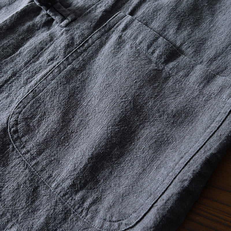 Buddha Stones Frog-Button Chinese Tang Suit Cotton Linen Men Jacket Shirt With Pockets - image 5