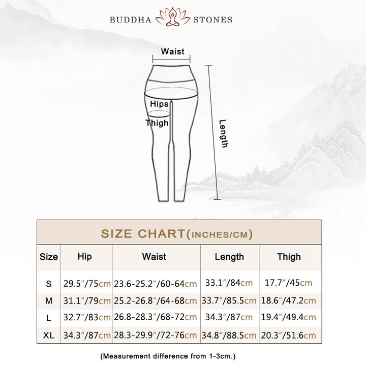 Buddha Stones Leaves Pattern Sports Fitness Yoga High Waist Leggings Women's Yoga Pants - image 6