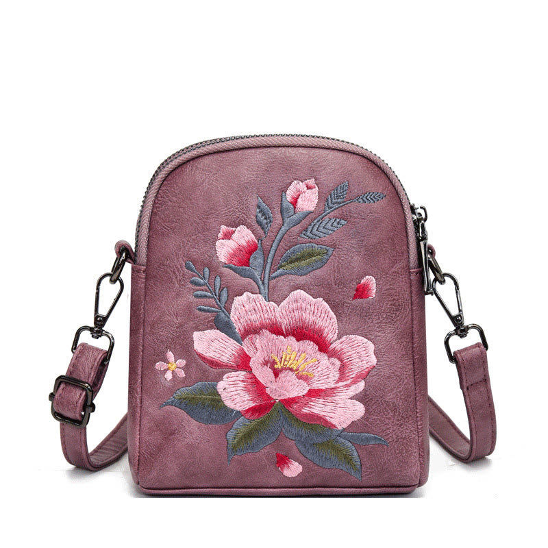 Buddha Stones Lotus Su Embroidery Journey Shopping Purse Shoulder Bag Crossbody Bag