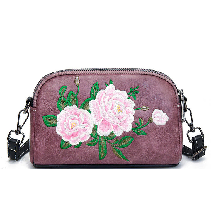 Buddha Stones Peony Pomegranate Flowers Su Embroidery Journey Shopping Purse Shoulder Bag Crossbody Bag