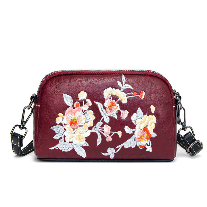 Buddha Stones Peony Pomegranate Flowers Su Embroidery Journey Shopping Purse Shoulder Bag Crossbody Bag