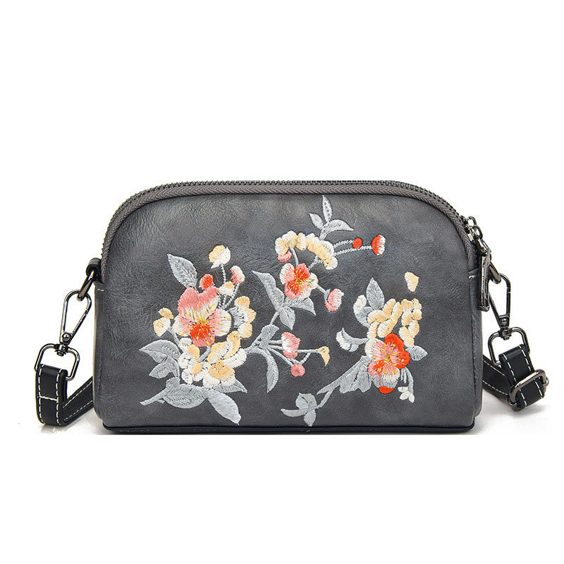 Buddha Stones Peony Pomegranate Flowers Su Embroidery Journey Shopping Purse Shoulder Bag Crossbody Bag