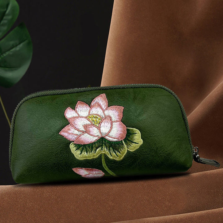 Buddha Stones Lotus Su Embroidery Journey Shopping Purse Handbag